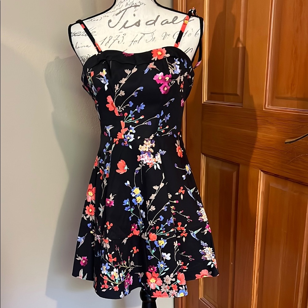 Floral Black Express  strapless Dress